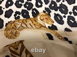 Auth CARTIER Silk Chiffon Panthere Scarf