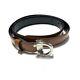 Auth Cartier Panthere Brown Black Silver Leather Hardware Belt