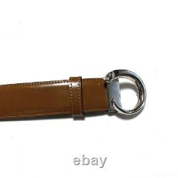 Auth Cartier Panthere Brown Black Silver Leather Hardware Belt