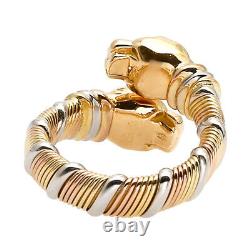 Auth Cartier Panthere Cougar Ring 18k 750 Yg Wg Rg Tri-color Gold #54 F/s
