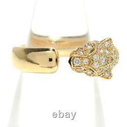 Auth Cartier Panthere de Cartier ring 18K Rose Gold Diamond Emerald Onyx RVU051