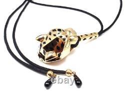 Authentic Cartier Panther Panthere 18k Yellow Gold Emerald Lacquer Cord Necklace