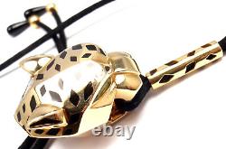Authentic Cartier Panther Panthere 18k Yellow Gold Emerald Lacquer Cord Necklace