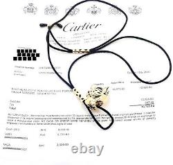 Authentic Cartier Panther Panthere 18k Yellow Gold Peridot Lacquer Cord Necklace