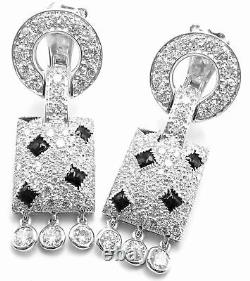 Authentic! Cartier Panthere Panther 18k White Gold Diamond Black Onyx Earrings