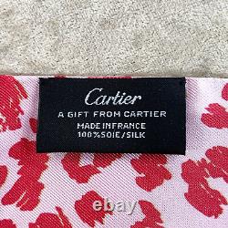 Authentic Cartier Scarf Pink Pure Silk Panthere VIP Gift From Cartier withCase
