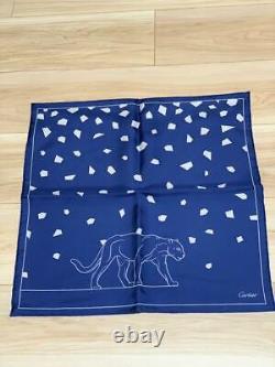 Authentic Cartier Silk Scarf Blue Panthere Panther with Box VIP Gift Item