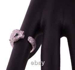 CARTIER $43,900 18K White Gold Pave Diamond PANTHERE DE CARTIER Pinky Ring 45