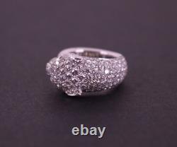CARTIER $43,900 18K White Gold Pave Diamond PANTHERE DE CARTIER Pinky Ring 45