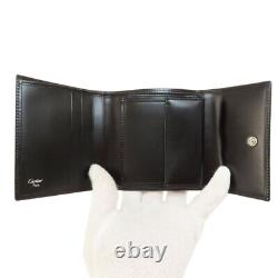 CARTIER Bifold Wallet with Coin Pocket Tri-fold Wallet PANTHERE Leather