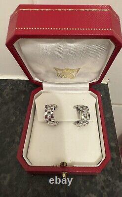 CARTIER Maillon Panthere Diamond 18k White Gold Earrings