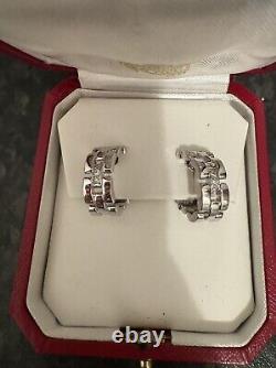 CARTIER Maillon Panthere Diamond 18k White Gold Earrings
