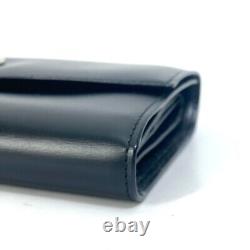 CARTIER PANTHERE Three fold Long Wallet Leather Black/SilverHardware