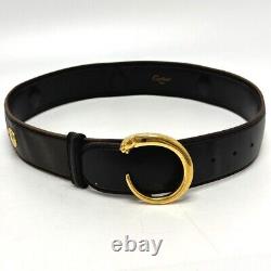 CARTIER Panther PANTHERE belt Leather Black