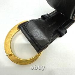 CARTIER Panther PANTHERE belt Leather Black