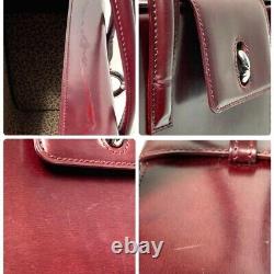 CARTIER Panther Panthere Hand Bag Leather Bordeaux Red Used With Guarantee card