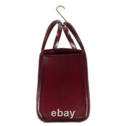 CARTIER Panther Panthere Hand Bag Leather Bordeaux Red With Dust Bag Used
