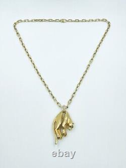 Cartier 18K Yellow Gold Diamond Panthere Pendant Necklace