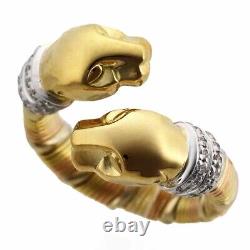 Cartier Panther Cougar 18k Gold Bypass Ring Diamonds Size US4-4.5 EU47 With Case