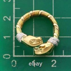 Cartier Panther Cougar 18k Gold Bypass Ring Diamonds Size US4-4.5 EU47 With Case