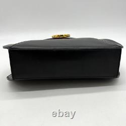 Cartier Panther Line Leather Unisex Black Tote Bag? Handbag gold F4529 Authe