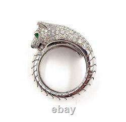 Cartier Panthere 18K White Gold Diamond Ring SZ 57 With Papers Retail $38,200