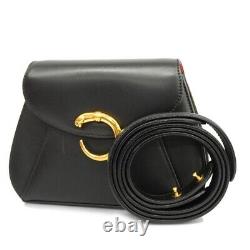 Cartier Panthere Leather Shoulder Bag Black