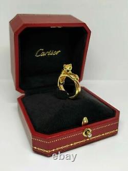 Cartier Panthere Trinity 18 Carat Tri Color Gold Ring, Emeralds and Onyx