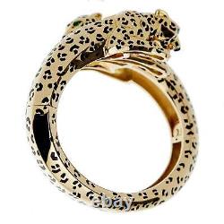 Cartier Panthere Yellow Gold Enamel Bangle Bracelet 18k Tsavorite