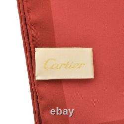 Cartier SILK 100% Scarf Red Panthere Panther Panthere With Box Used