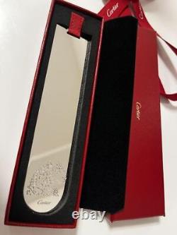Cartier Silver Bookmark PANTHERE FACE Design Bordeaux Leather with Case