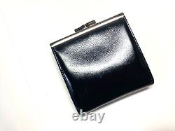 Cartier Vintage Panthere Trifold Leather Wallet Compact CC Purse Black Silver