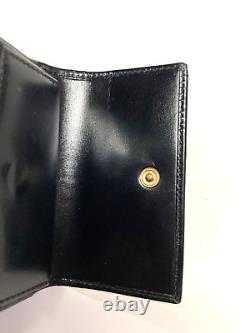 Cartier Vintage Panthere Trifold Leather Wallet Compact CC Trifold Black Gold