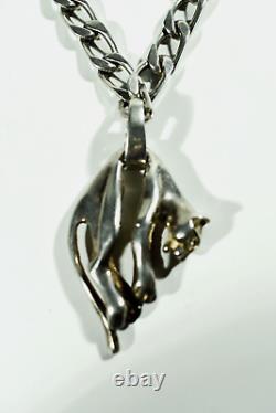 PANTHER sterling silver / mountain crystal necklace like Cartier ° rare
