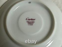 Pair Small Plates Porcelain Limoges Cartier Panthere Sapphire Panther Vintage TOP