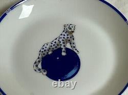 Pair Small Plates Porcelain Limoges Cartier Panthere Sapphire Panther Vintage TOP
