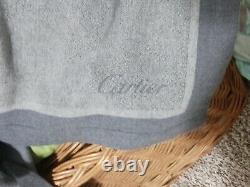 Panthere De Cartier Heathered Grey Cashmere/Wool/Silk Blend Throw Blanket