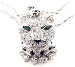 Panthere de Cartier Panther 18k Gold Diamond Emerald Onyx Pendant Necklace Cert