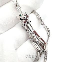 Panthere de Cartier Panther 18k White Gold Diamond Emerald Onyx Pendant Necklace