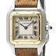Polished CARTIER Panthere 18K Gold Steel Leather Quartz Ladies Watch BF567397