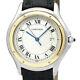 Polished CARTIER Panthere Cougar 18K Gold Leather Quartz Men Watch BF566023