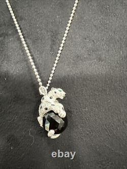 RARA! Cartier White Gold Diamond Onyx panthere necklace