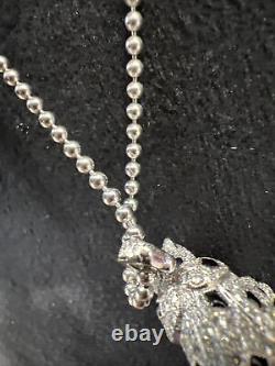 RARA! Cartier White Gold Diamond Onyx panthere necklace