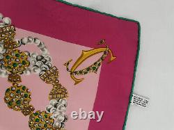Vintage NIB Cartier 100% Silk Panthere Royale Scarf PINK with certificat of Auth