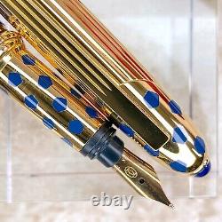 Vintage Panthere de Cartier Fountain Pen Blue Marble Lacquer withCase&Papers